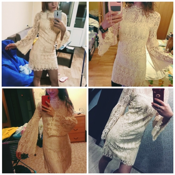 💝HP×2💝Elegant lace flare sleeve party dress - Picture 5 of 7